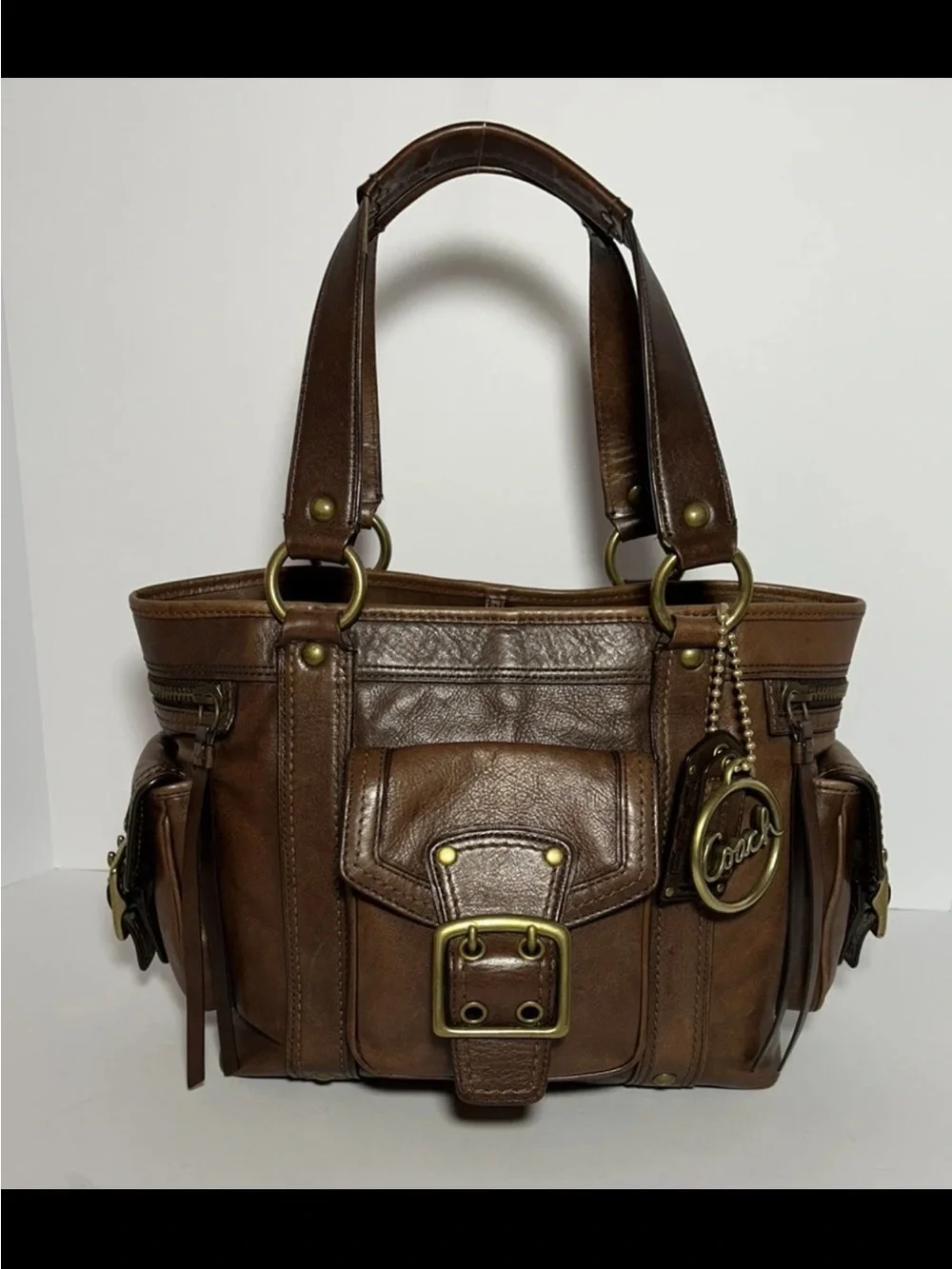 Coach Legacy Shoulder Bag/Tote Cognac Leather,Chunky Brass Hardware,RARE/VINTAGE